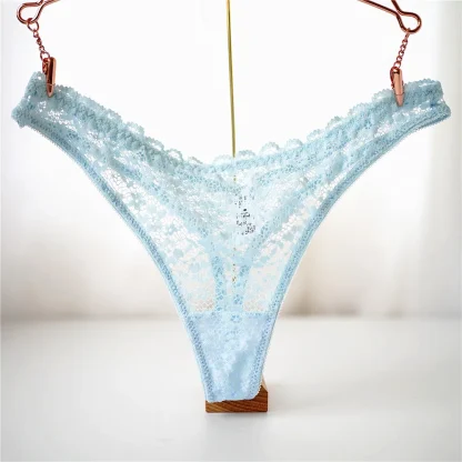 Sheer Lace Black Thongs - Image 4