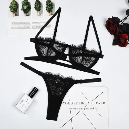Embroidered Lace Lingerie Set - Image 4